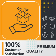 Hand holding box icon. Social media sign. Vector illustration