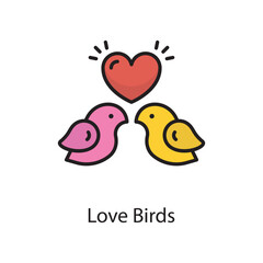 Love Birds Vector Filled Outline Icon Design illustration. Love Symbol on White background EPS 10 File