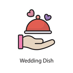 Wedding Dish  Vector Filled Outline Icon Design illustration. Love Symbol on White background EPS 10 File