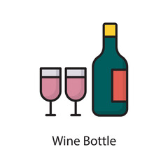 Wine Bottle Vector Filled Outline Icon Design illustration. Love Symbol on White background EPS 10 File