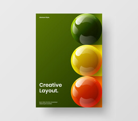 Simple poster A4 design vector layout. Original realistic spheres company cover concept.