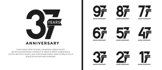 set of anniversary logo style flat black color on white background for special moment