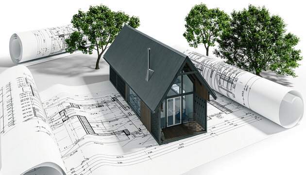 Bauplannung an einem energieeffizienten Wochenendhaus - 3D Visualisierung