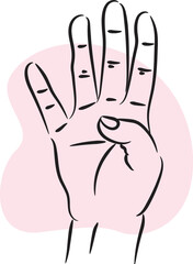 Hand illustration symbol finger human set index finger palm icon outline line art