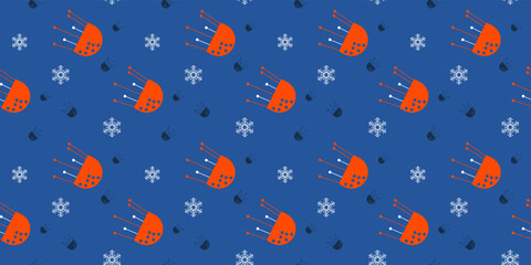 Seamless pattern simple winter story in space on blue background for screen design or printing, unlimited ideas just add a bottom layer of any color
