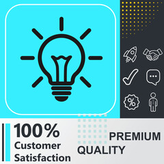 Bulb, creativity, idea icon. Social media sign. Vector illustration