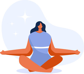 Young woman practices yoga. png illustration