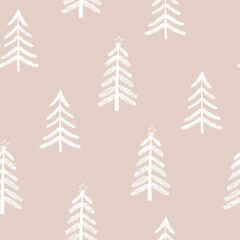 christmas tree seamless pattern hand drawn in doodle style. silhouette, simple, minimalism, monochrome