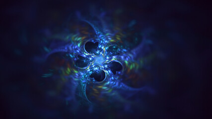 3D rendering abstract multicolor fractal light background