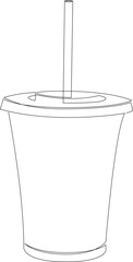 Fototapeta na wymiar Continuous one line drawing of plastic cup with straw. Vector illustration.