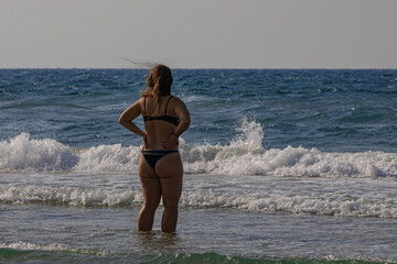 girl in a swimsuit on the beach