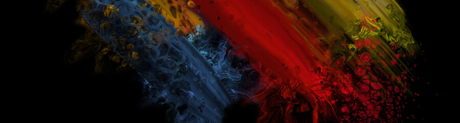 Modern colorful flow background on black. Wave Liquid shape in color banner.