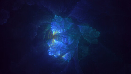 3D rendering abstract multicolor fractal light background