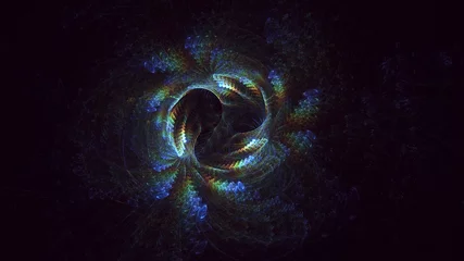 Door stickers Fractal waves 3D rendering abstract multicolor fractal light background