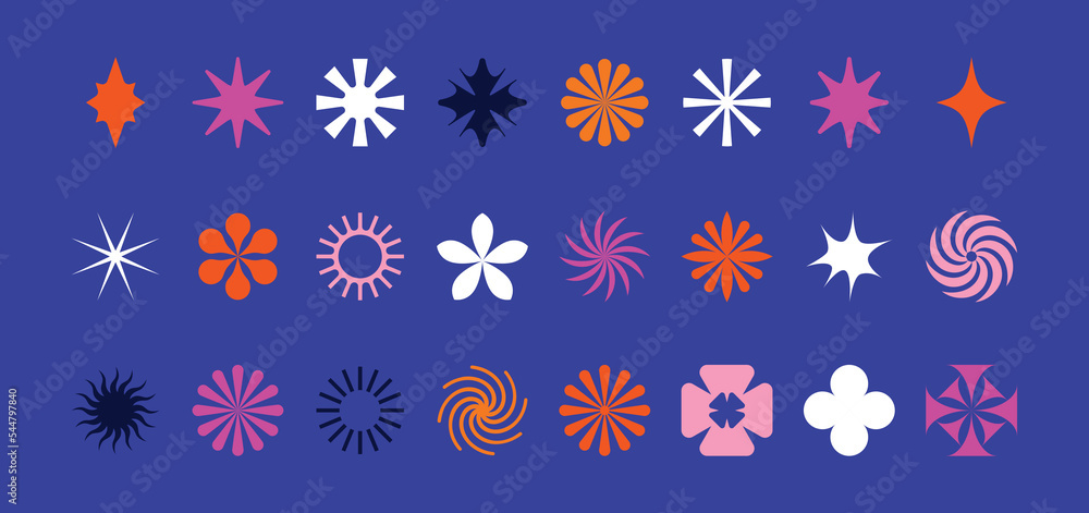 Leinwandbilder vector set of minimalist brutalist design elements, futuristic shapes and geometric figures and star
