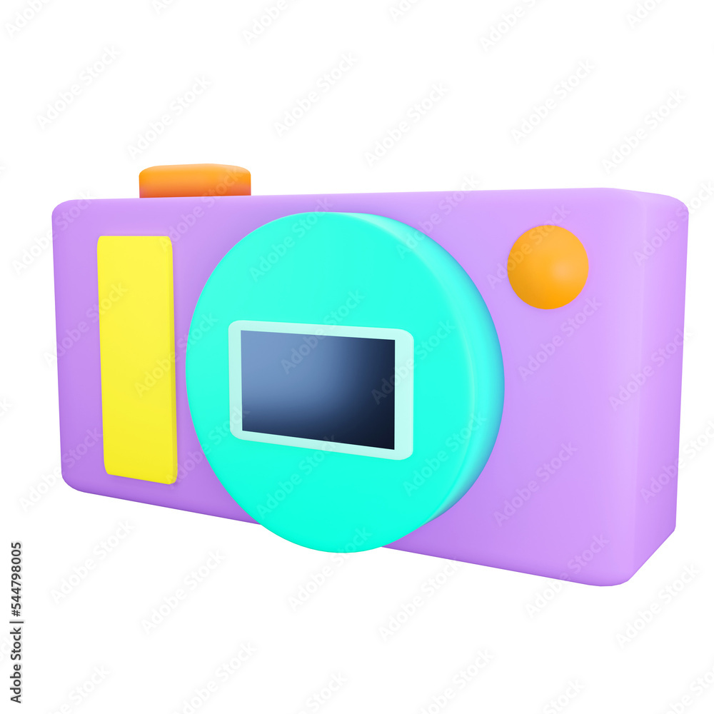 Poster compact camera. 3d rendering.