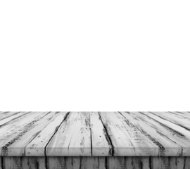 old wooden table isolated on transparent background For product placement empty dark wood shelves