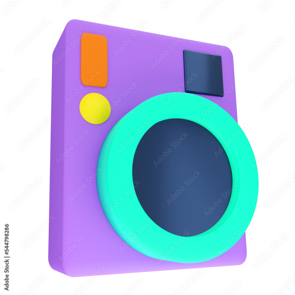 Poster polaroid camera. 3d rendering.