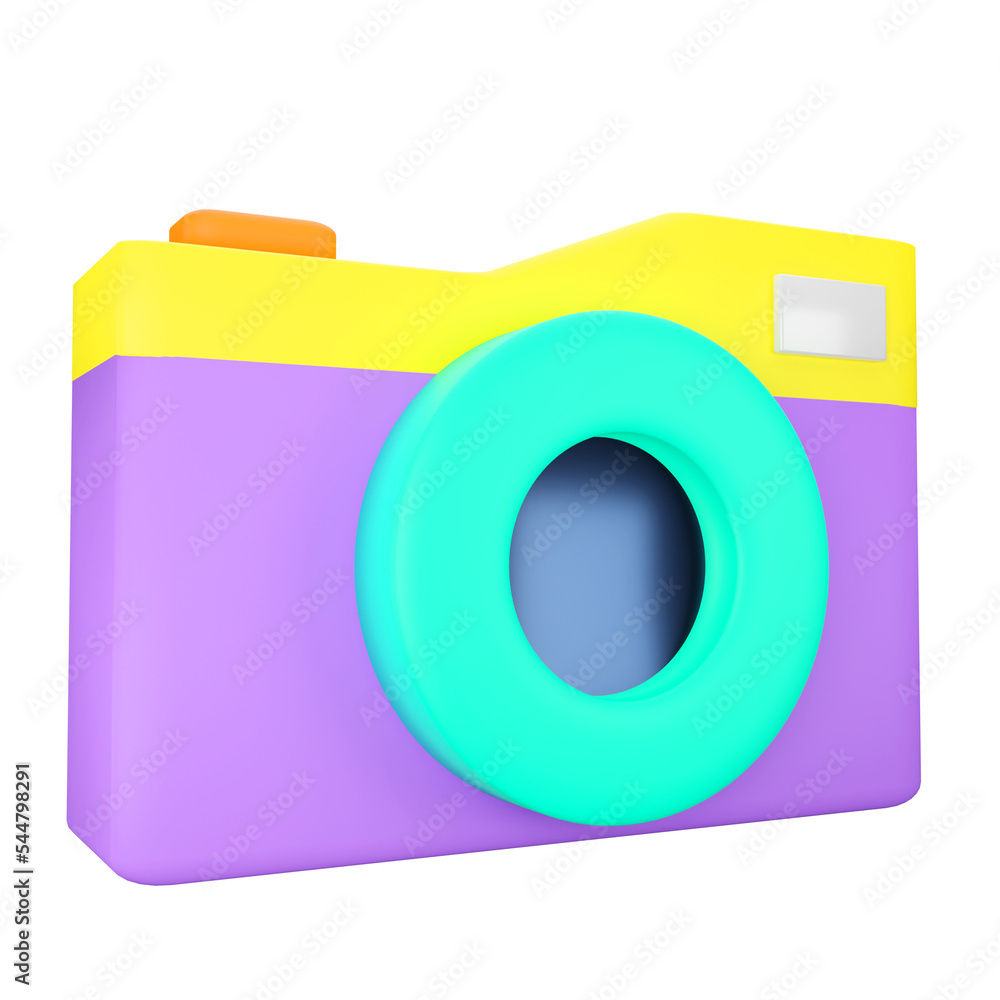 Poster compact camera. 3d rendering.