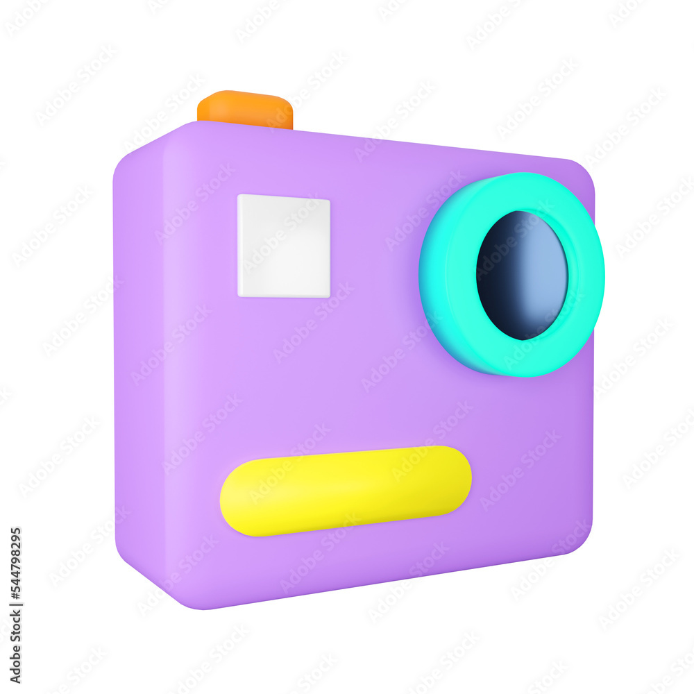 Poster compact camera. 3d rendering.