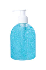 Bottle of hand sanitizer with blue gel isolated on transparent background.png