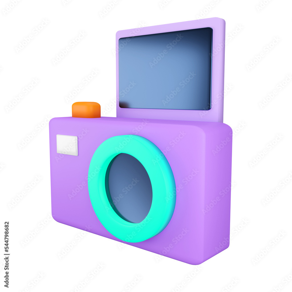 Poster compact camera. 3d rendering.
