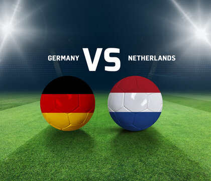 Soccer matchday template. Germany vs Netherlands Match day template. 3d rendering