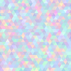 Abstract triangles pattern with holographic colors - vector illustration. Seamless triangular background. 