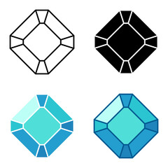 Set of gems in flat style isolated