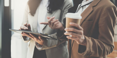 Group of business consultant working management big data and analyze financial document of company. account, finance, business concept