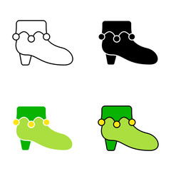 Set of Elf shoes in flat style isolated