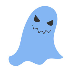 Creepy scary ghost. Flat cartoon illustration isolated on white background