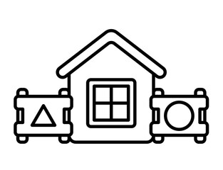 Plastic kid play house line icon vector image.
