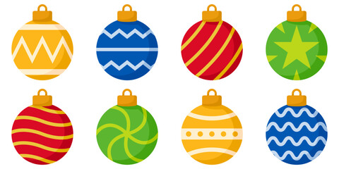 Set of Christmas Ball in flat style isolated