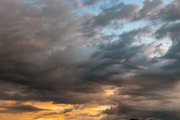 Morning or evening view with dramatic clouds.