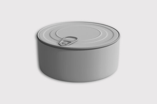 Canned Fish canister mockup isolated on a background. 3d rendering.