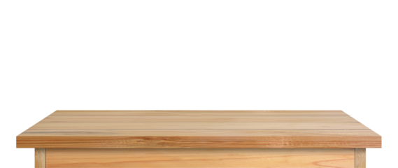 brown wooden table top isolated on transparent background png. Used for displaying or editing your product.