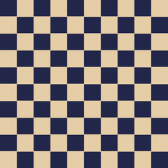 Seamless pattern with an ornament in the form of squares. The quadrilaterals block the tessellation image. Repeated checks of the decorative background. Blue and beige colors. Mosaic motif. Checkered 