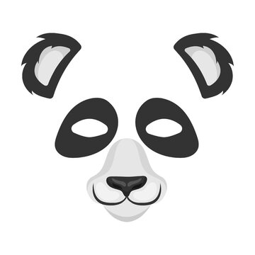 Animal face mask of Chinese black and white panda for video and photo set. Vector illustration of selfie filters with ears and nose. Cartoon funny muzzle isolated on white