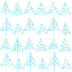 Winter background with blue Christmas tree and snow, seamless pattern for instagram post, greeting cards, banners, posters, isolated vector illustration