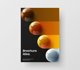 Multicolored flyer A4 design vector illustration. Colorful 3D balls postcard layout.