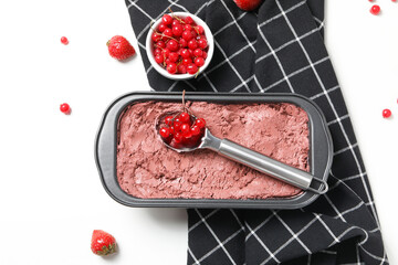 Concept of delicious food, ice cream, top view