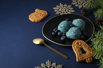 Concept of delicious food, ice cream, space for text