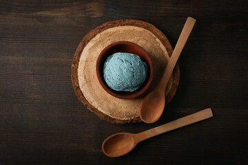 Concept of delicious food, ice cream, top view