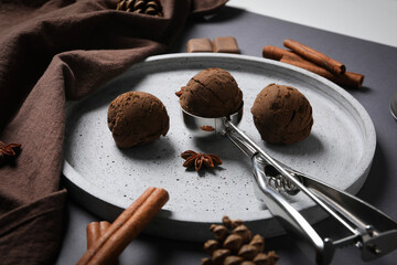 Concept of delicious sweet food, ice cream