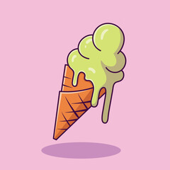 Ice Cream Vector Icon Illustration. Food Icon Concept White Isolated. Flat Cartoon Style Suitable for Web Landing Page, Banner, Sticker, Background