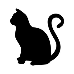 The cat icon. Black silhouette of an adult cat. A pet. Vector illustration isolated on a white background for design and web.