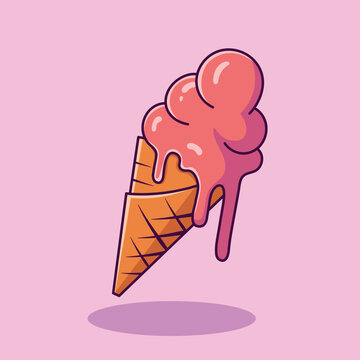 Ice Cream Vector Icon Illustration. Food Icon Concept White Isolated. Flat Cartoon Style Suitable for Web Landing Page, Banner, Sticker, Background