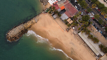 Aerial photo of a breakwater island of luanda