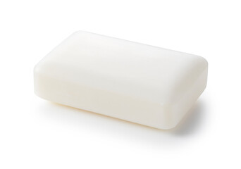 Solid soap placed on a white background. - obrazy, fototapety, plakaty